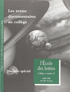 L'école des lettres : les textes documentaires au collège