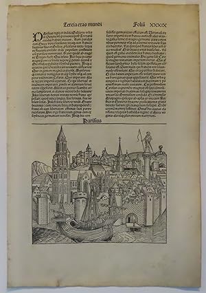 Bild des Verkufers fr Liber Chronicarum (Nuremberg Chronicle) the PARIS leaf zum Verkauf von William Chrisant & Sons, ABAA, ILAB. IOBA, ABA, Ephemera Society