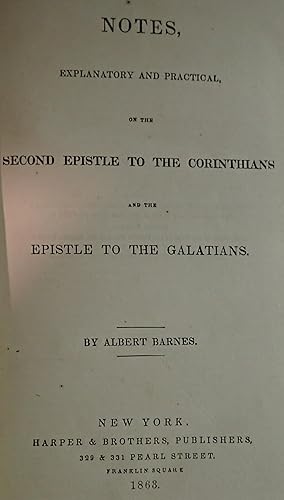 Seller image for Notes, Explanatory and Practical on the Second Epistle to the Corinthians and the Espitle to the Galatians for sale by Weekly Reader