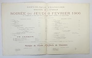 Imagen del vendedor de Soire du jeudi 8 fvrier 1906 en l'honneur de la visite faite par le London County Council  la ville de Paris. a la venta por pages volantes