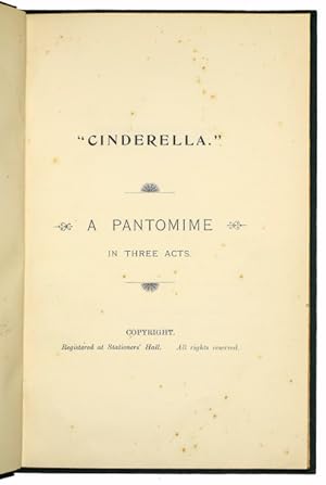 Seller image for Cinderella". A pantomime in three acts. (Original music by Reginald Clarke.) for sale by Jarndyce, The 19th Century Booksellers