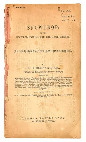 Bild des Verkufers fr Snowdrop; or, The Seven Mannikins and the Magic Mirror. An entirely new & original burlesque extravaganza. zum Verkauf von Jarndyce, The 19th Century Booksellers