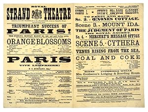 Seller image for (Paris.) Triumphant Success of Paris! This Evening, Monday, March 9th, 1868, and until further notice, the performance will commence at seven O'Clock, with the charming comedietta, entitled Orangeblossoms. To be followed by the grand burlesque extravaganza, entitled Paris; or, Vive Lempriere! By F. C. Burnard. for sale by Jarndyce, The 19th Century Booksellers