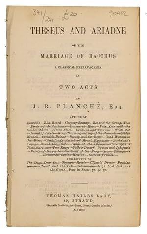 Bild des Verkufers fr Theseus and Ariadne; or, The Marriage of Bacchus. A classical extravaganza in two acts. 12mo. zum Verkauf von Jarndyce, The 19th Century Booksellers
