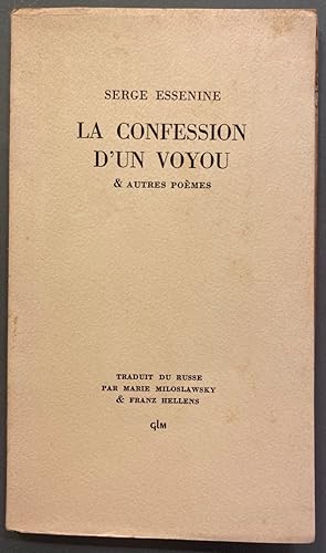 Imagen del vendedor de La Confession d'un Voyoy & Autres Pomes a la venta por Largine