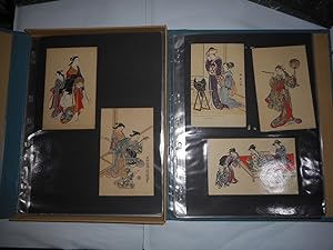 45 Shimbi Shoin Published Coloured Japanese Woodblock Postcards Housed In A Special 'Japanese Sty...