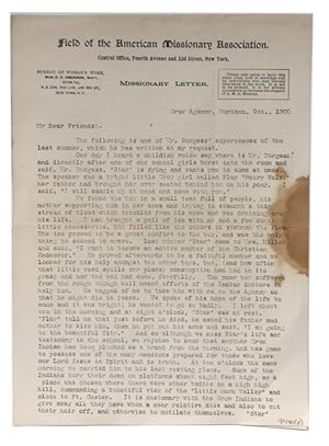 Two Printed Two-Page Missionary Fundraising Letters from Crow Agency, Montana on the New York Let...