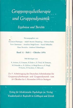 Seller image for Gruppenpsychotherapie und Gruppendynamik. Ergebnisse und Berichte. Band 11, Hefte 1, 2 und 3, Oktober 1976, Januar u. April 1975. for sale by Fundus-Online GbR Borkert Schwarz Zerfa