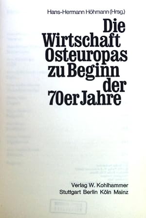 Bild des Verkufers fr Die Wirtschaft Osteuropas zu Beginn der 70er Jahre. zum Verkauf von books4less (Versandantiquariat Petra Gros GmbH & Co. KG)