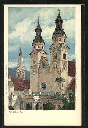 Künstler-Ansichtskarte Zeno Diemer: Brixen, Dom im Stadtbild