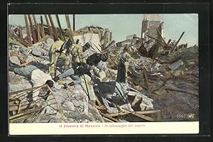 Ansichtskarte Messina, Il disastro, Al salvataggio dei sepolti, Erdbeben