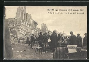 Ansichtskarte Messina, dopo il terremoto del 1908, Posto di medicazione in Corso Vitt. Emanuele, ...