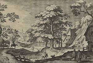 Merian, Matthäus d.Ä., Landschaftsdarstellung , Matthäus Merian d.Ä. - "Blachenwagen am Bach"
