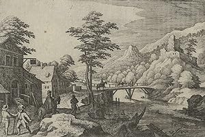 Merian, Matthäus d.Ä., Landschaftsdarstellung, Schankhaus, Matthäus Merian d.Ä. - "Brückenschänke...