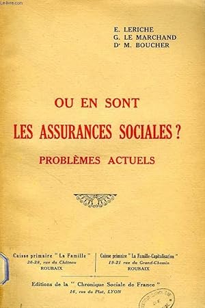 Seller image for OU EN SONT LES ASSURANCES SOCIALES ?, PROBLEMES ACTUELS for sale by Le-Livre
