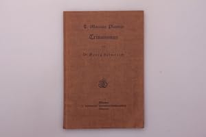 Bild des Verkufers fr AUSGEWHLTE KOMDIEN DES T. MACCIUS PLAUTUS. Zweites Bndchen: Trinummus Teil 1 zum Verkauf von INFINIBU KG