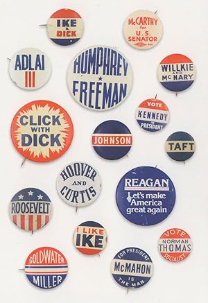 Seller image for Vote Kennedy Roosevelt Reagan McCarthy US President Badge Pin Postcard for sale by Postcard Finder