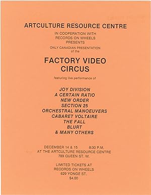 Video Circus (Original flyer for a screening of the 1981 film)