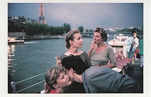 French Teenagers Smoking River Seine Boat Paris France Postcard