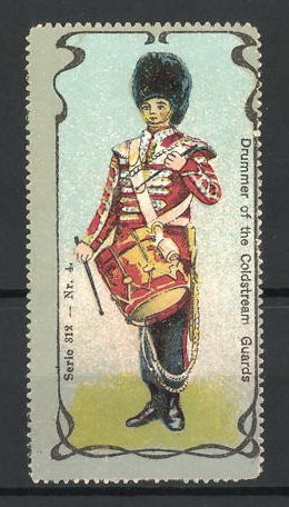 Poster stamp Militär Gross Britannien, Drummer of the Coldstream Guards