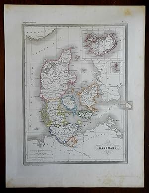 Kingdom of Denmark Iceland Sjaelland Jutland Bornholm 1840 Sarrazin map