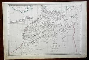Morocco North Africa Strait of Gibraltar Atlas Mtns 1863 Weller engraved map