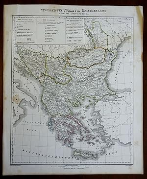 Ottoman Empire Balkans Kingdom of Greece Albania Serbia 1850 Flemming map