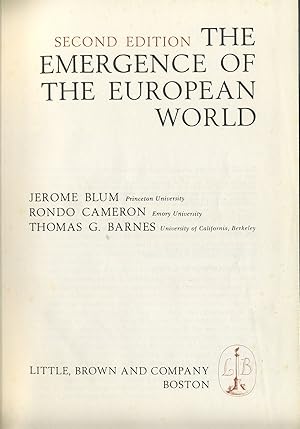 Imagen del vendedor de THE EMERGENCE OF THE EUROPEAN WORLD SECOND EDITION. a la venta por The Reading Well Bookstore