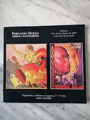 Fernando Durán, Libros y Manuscritos : subasta 19 y 20 de marzo de 1997 .
