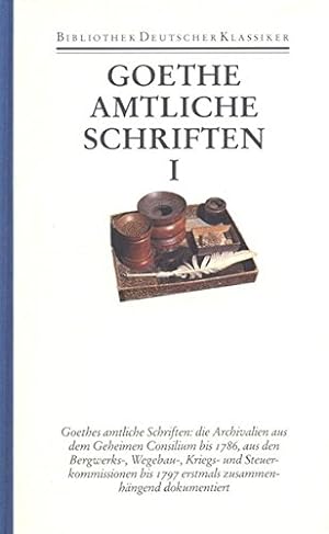 Bild des Verkufers fr Goethe, Johann Wolfgang von: Smtliche Werke, Briefe, Tagebcher und Gesprche; Teil: Abt. 1,, Smtliche Werke. TADELLOSES EXEMPLAR! Hrsg. von Friedmar Apel . / Band 26 : Amtliche Schriften ; 1., Geheimes Consilium und andere bis zur Italienreise bernommene Aufgabengebiete / hrsg. von Reinhard Kluge / Bibliothek deutscher Klassiker 157, -- hrsg. von Friedmar Apel . / Band 27 : Amtliche Schriften ; 2., Aufgabengebiete seit der Rckkehr aus Italien / hrsg. von Irmtraut und Gerhard Schmid / Bibliothek deutscher Klassiker 161, zum Verkauf von Antiquariat Im Baldreit