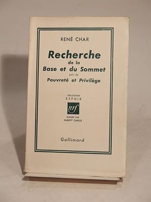 Seller image for Recherche de la Base et du Sommet, suivi de Pauvret et privilge. for sale by L'Ancienne Librairie