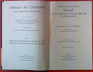 Bild des Verkufers fr Lehrbuch der Geschichte fr die Oberstufe der Mittelschulen 3. BAND. Allgemeine Geschichte der Neuzeit von der Mitte des 17. bis zur Mitte des 19. Jahrhunderts. zum Verkauf von biblion2