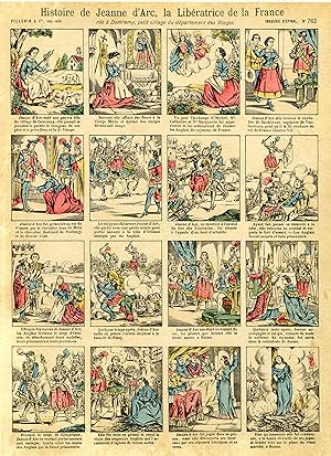 "HISTOIRE DE JEANNE D'ARC" Imagerie d'Epinal n° 762 originale entoilée