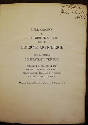 Dell'origine e dei primi progressi delle odierne artiglierie