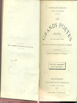 Bild des Verkufers fr Les grands poetes recueil des plus beaux vers des plus celebres ecrivains francais zum Verkauf von Librodifaccia