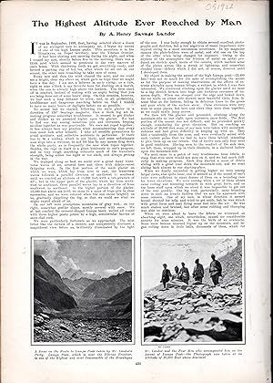 Image du vendeur pour PRINT: "The Highest Altitude Ever Reached by Man" .article & photos from Harper's Weekly; March 25, 1905 mis en vente par Dorley House Books, Inc.