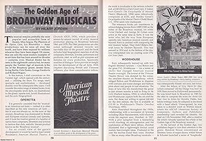 Seller image for The Golden Age of Broadway Musicals. This is an original article separated from an issue of The Book & Magazine Collector publication, 1999. for sale by Cosmo Books