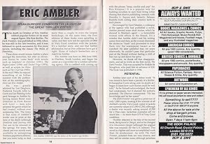 Seller image for Eric Ambler : The Legacy of The Great Thriller Writer. This is an original article separated from an issue of The Book & Magazine Collector publication, 1999. for sale by Cosmo Books