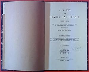 Imagen del vendedor de Annalen der Physik und Chemie. Neue Folge. Namenregister zum 151.-160. Band (1874-1877) nebst Ergnzungsbnden VII und VIII der Poggendorffschen Reihe und zu Band 1-50 (1877-1893) der Reihe von Wiedemann a la venta por biblion2