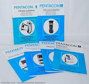 PENTACON - 6 Bedienungsanleitungen: Diakopiervorsatz, Okularzubehör, großes Balgennaheinstellgerä...