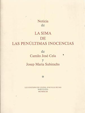 Seller image for NOTICIA DE LA SIMA DE LAS PENLTIMAS INOCENCIAS for sale by Palabras & Cosas