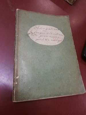 A.W. de Schlegel (Provençal) Observations sur la langue et la littérature provençales. Edition or...