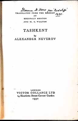 Seller image for Tashkent ( Novel ) for sale by Kennys Bookshop and Art Galleries Ltd.