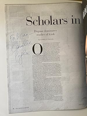 Seller image for The Chronicle Review, May 24, 2013, Scholars in Bondage, Signed by Camille Paglia for sale by M.S.  Books