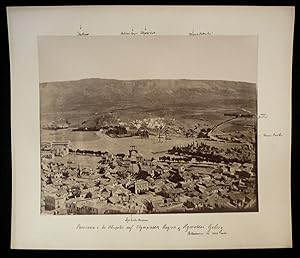 Bild des Verkufers fr (Athen). Hs. beschriftet: Panorama v. der Akropolis auf Olympieion Region & Hymettos Gebirg. (Culmination ca. 1000 mtrs. Originalfotografie (21,3x26,2 cm), Albumin-Abzug, montiert auf Kartontrger (28,8x33,8 cm). zum Verkauf von Biblion Antiquariat