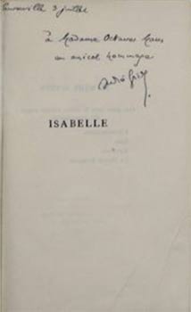 Isabelle. Récit. First edition. Signed.