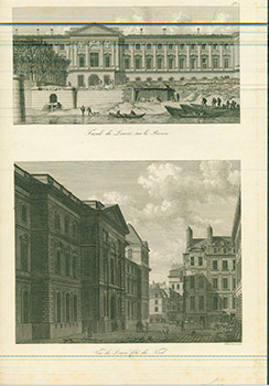 Seller image for Facade du Louvre sur la Riviere; Vue du Louvre Cole du Nord. (B&W engraving). for sale by Wittenborn Art Books