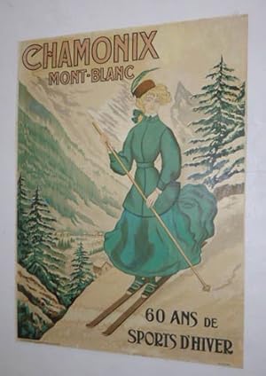 Bild des Verkufers fr CHAMONIX - MONT-BLANC - 60 ANS DE SPORTS D'HIVER. Original lithograph poster. zum Verkauf von Wittenborn Art Books