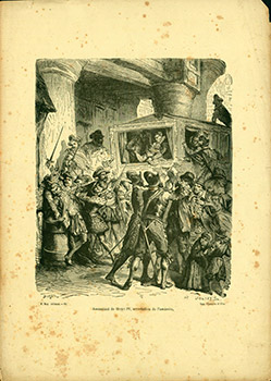 Assassinat de Henri IV, arrestation de l'assassin. (B&W engraving).