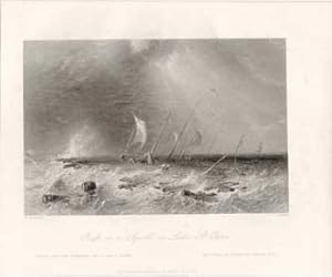 Raft in a Squall on Lake St. Peter. (B&W engraving).